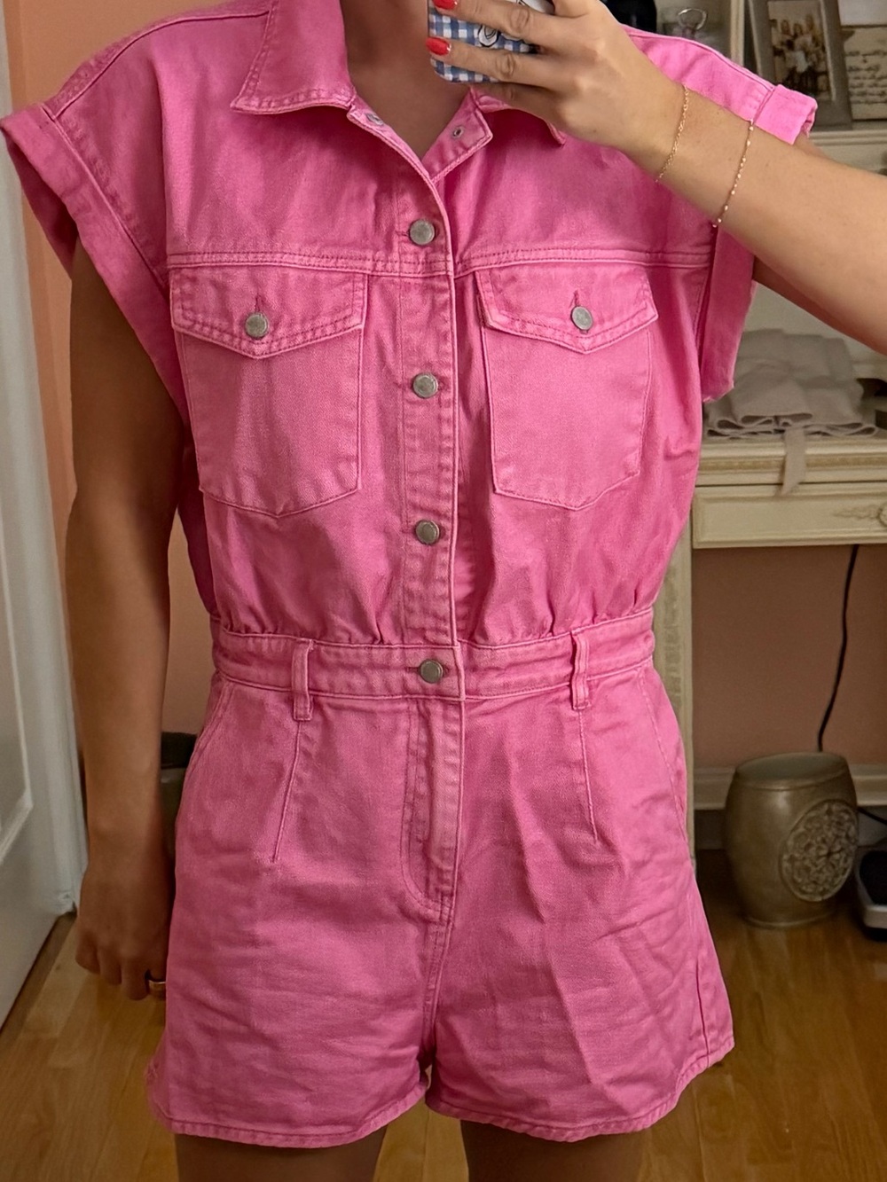 Blank NYC Pink Denim Romper